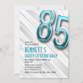 モダン アダルト ティール 85歳の誕生日招待状 招待状 (正面)