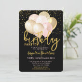 モダン アダルト バースデー ブラッシュ ピンク ゴールド 招待状 (スタンド正面)