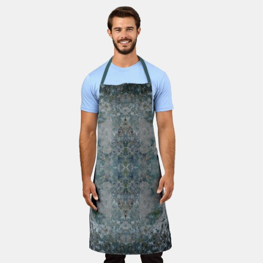 モダン・アブストラクトアートの霧に包まれた一品 エプロン (着用した状態)