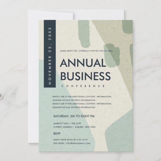 モダン・アブストラクト・アート アクアブルー カンファレンス イベント 招待状 (正面)