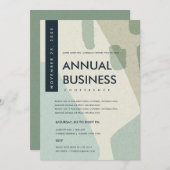 モダン・アブストラクト・アート アクアブルー カンファレンス イベント 招待状 (正面/裏面)