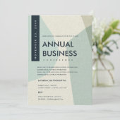 モダン アブストラクト アート アクア ブルー カンファレンス イベント 招待状 (スタンド正面)