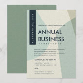 モダン アブストラクト アート アクア ブルー カンファレンス イベント 招待状 (正面/裏面)