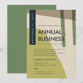 モダン・アブストラクト・アート ライムグリーン カンファレンス イベント 招待状 (正面/裏面)