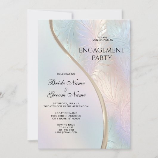モダン アブストラクト イリデセントエンゲージメント 招待状 (正面)