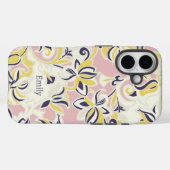 モダン アブストラクト ガーリー フラワー 名前入り Case-Mate iPhoneケース (裏面 (横))