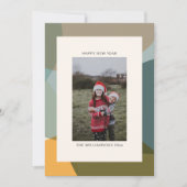 モダン アブストラクト セージ ティール フォト ハッピー ニュー イヤー シーズンカード (正面)