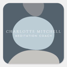 モダン アブストラクト ゼン ストーン ブルー ロゴ スクエアシール