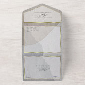 モダン アブストラクト ニュートラル カラー オールインワン招待状 (外側)