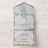 モダン アブストラクト ニュートラル カラー オールインワン招待状 (内側)