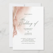 モダン アブストラクト バーン オレンジ フォレスト グリーン ウェディング 招待状 (正面)