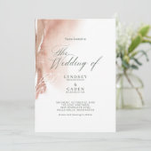 モダン アブストラクト バーン オレンジ フォレスト グリーン ウェディング 招待状 (スタンド正面)