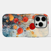 モダン アブストラクト フラワーズ 名前入り Case-Mate iPhoneケース (裏面 (横))