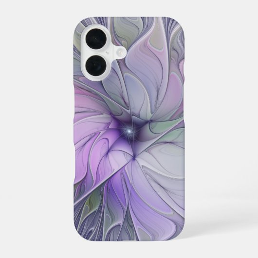 モダン・アブストラクト・フラワー・フラクタルアート iPhone 16ケース (裏面)