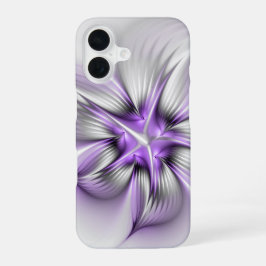 モダン・アブストラクト・フラワー ヴァイオレット フラクタルアート iPhone 16ケース