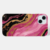 モダン アブストラクト マゼンタ ピンク ゴールド グリッター ブラック Case-Mate iPhoneケース (裏面 (横))