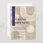 モダン アブストラクト レインボー ネイビーブルー グランドオープニング インビテーションポストカード (正面/裏面)