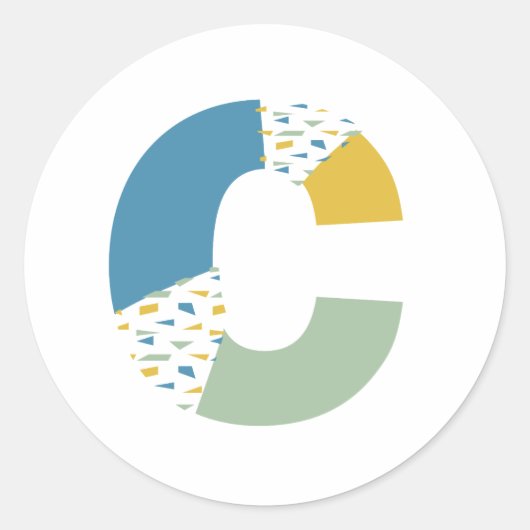 モダン アブストラクト レター C モノグラム パーソナライズド ラウンドシール (正面)