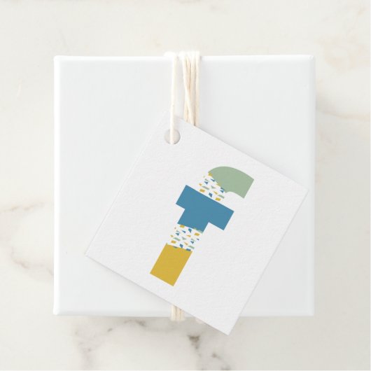 モダン アブストラクト レター F モノグラム パーソナライズド フェイバータグ (インサイチュ)