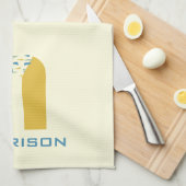 モダン アブストラクト レター H モノグラムイニシャル キッチンタオル (四つ折り)