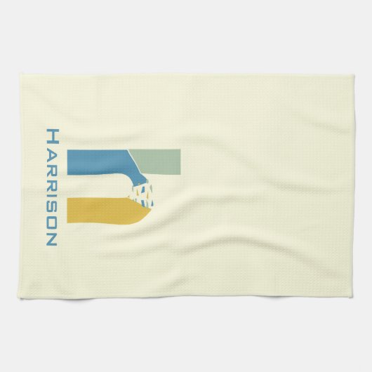 モダン アブストラクト レター H モノグラムイニシャル キッチンタオル (横)