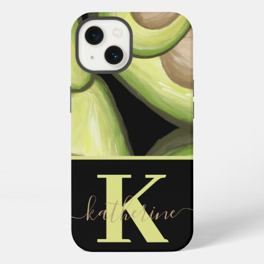 モダン・アボカド・モノグラム柄 iPhoneケース (裏面)