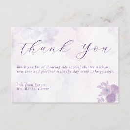 モダン アメシスト ウォーターカラー スクリプト ブライダル シャワー サンキューカード