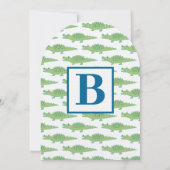 モダン アリゲーター ベビーシャワー グリーン ティール ブルー 招待状 (裏面)