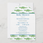 モダン アリゲーター ベビーシャワー グリーン ティール ブルー 招待状 (正面)