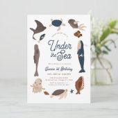 モダン アンダーザシー 1歳誕生日 招待状 (スタンド正面)