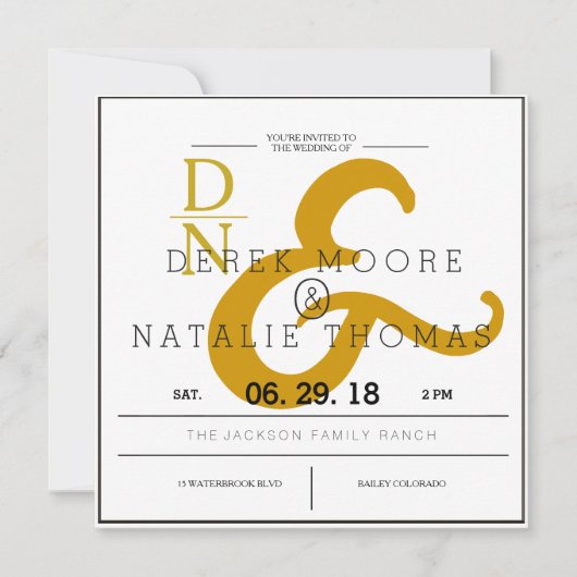 モダン&アンパクラシックンパサンド | 結婚s 招待状 (正面)