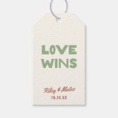 モダン・アースカラーの結婚式の引出物ラベル LOVE WINS ギフトタグ (正面)