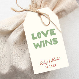 モダン・アースカラーの結婚式の引出物ラベル LOVE WINS ギフトタグ