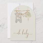 モダン アーチド ボーホー ベイビー クローズ ベイビー シャワー 招待状 (裏面)