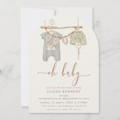 モダン アーチド ボーホー ベイビー クローズ ベイビー シャワー 招待状 (正面)