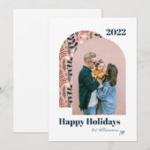 モダン アーチ カスタム フォト ピンク 2022 シーズンカード (正面/裏面)