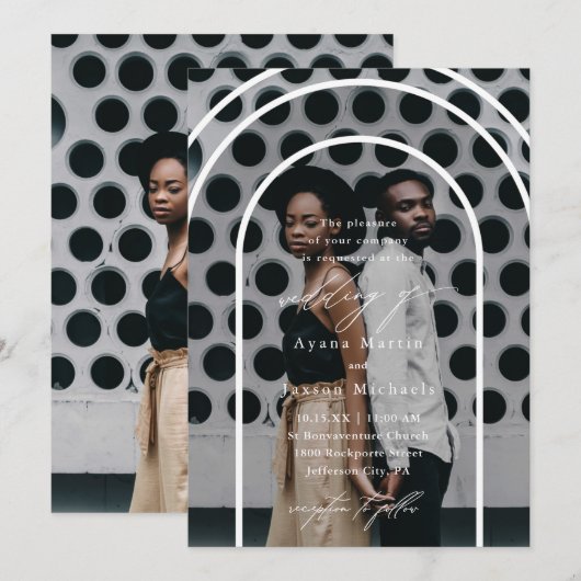 モダン アーチ ツー フォト ウェディング 招待状 (正面/裏面)