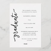 モダン アーチ フォト エレガント ゴールド スクリプト 卒業式 箔招待状 (裏面)