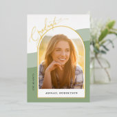 モダン アーチ フォト シェイジ 卒業  ゴールド 箔招待状 (立ち正面)