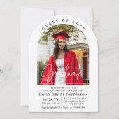 モダン アーチ フォト 卒業スクリプト 卒業パーティー 招待状 (正面)