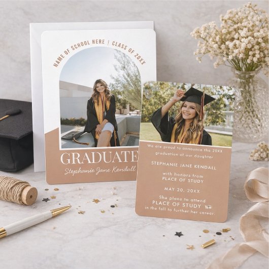 モダン アーチ フォト 卒業 招待状