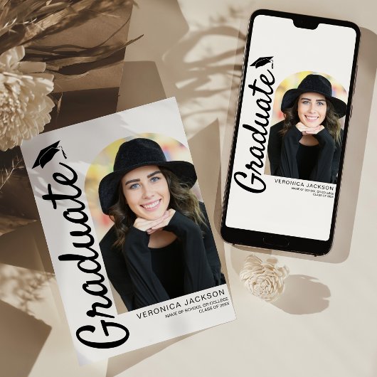 モダン アーチ フォト 卒業 案内状