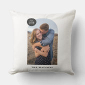 モダン アーチ フレーム オーダーメイド フォト クッション - ブラック (正面)