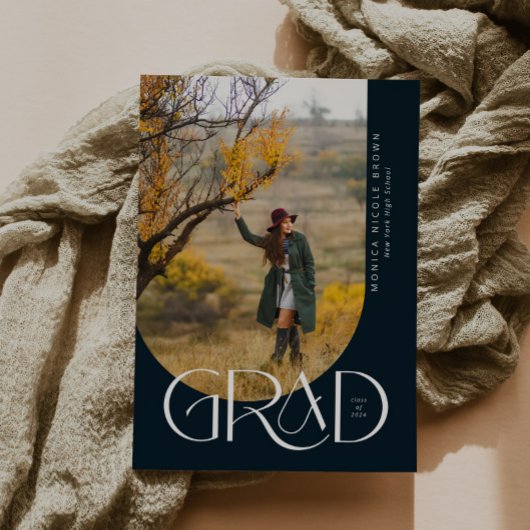 モダン アーチ ミニマル フォト 卒業パーティー 招待状