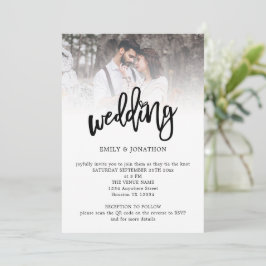モダン アーツィ スクリプト フォト QR コード ウェディング 招待状
