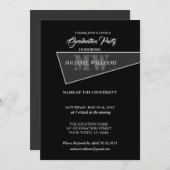 モダン アーティスティック グレー ブラック モノグラム 招待状 (正面/裏面)