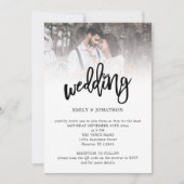 モダン アーティスティック スクリプト フォト QR コード ウェディング 招待状 (正面)