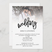 モダン アーティスティック スクリプト フォト QR コード ウェディング 招待状 (正面/裏面)