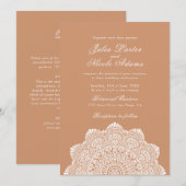 モダン・アーティスティック・モチーフスタイルのマンダラ結婚式 招待状 (正面/裏面)