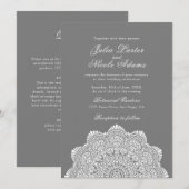 モダン・アーティスティック・モチーフスタイルのマンダラ結婚式 招待状 (正面/裏面)